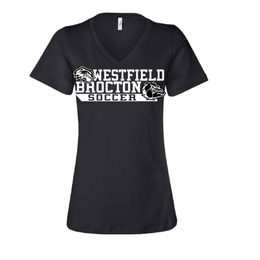 Westfield Brocton Ladies Soccer - Women's Vneck Short Sleeve Shirt - Black - Image 2