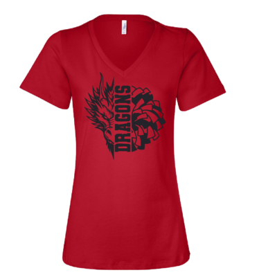 Bemus Point Football – Ladies Relaxed V-neck Short Sleeve Shirt – Red product image
