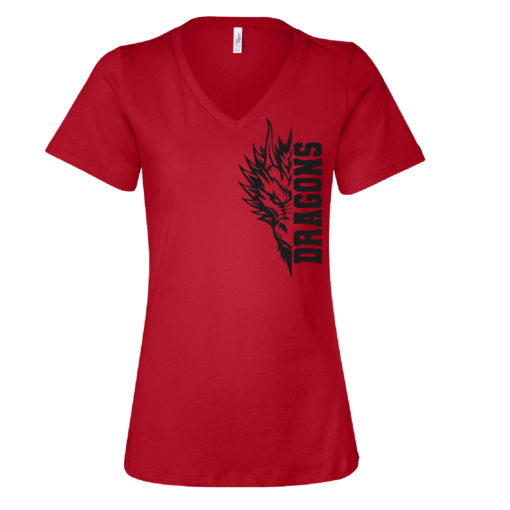 Bemus Point Football - Ladies Relaxed V-neck Short Sleeve Shirt - Red - Image 2