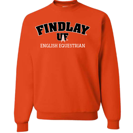University of Findlay Equestrian - Jerzee Cotton Crewneck Sweatshirt  - Orange - Findlay UF Design With Disciplines - Image 2