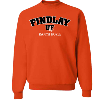 University of Findlay Equestrian – Jerzee Cotton Crewneck Sweatshirt  – Orange – Findlay UF Design With Disciplines product image