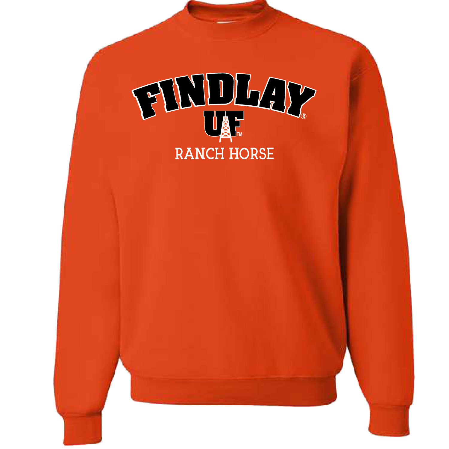 University of Findlay Equestrian – Jerzee Cotton Crewneck Sweatshirt  – Orange – Findlay UF Design With Disciplines product image