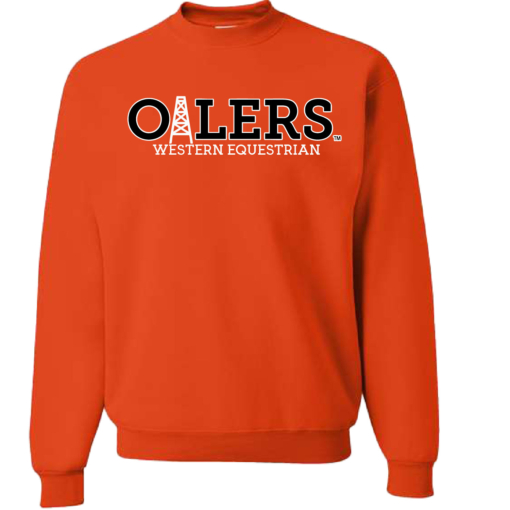 University of Findlay Equestrian - Jerzee Cotton Crewneck Sweatshirt  - Orange - Oilers Design With Disciplines - Image 5