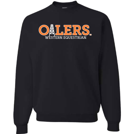 University of Findlay Equestrian - Jerzee Cotton Crewneck Sweatshirt  - Black - Oilers Design With Disciplines