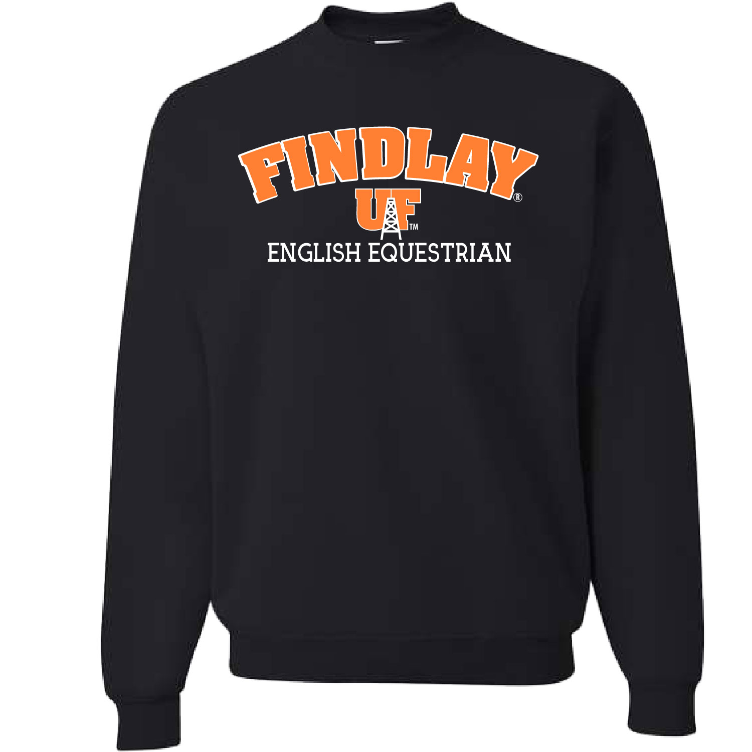 University of Findlay Equestrian – Jerzee Cotton Crewneck Sweatshirt – Black – Findlay UF Design With Disciplines product image