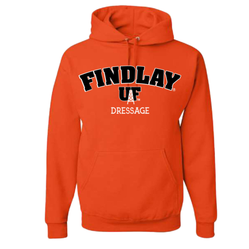 University of Findlay Equestrian - Jerzee Cotton Hooded Sweatshirt  - Orange - Findlay UF Design With Disciplines