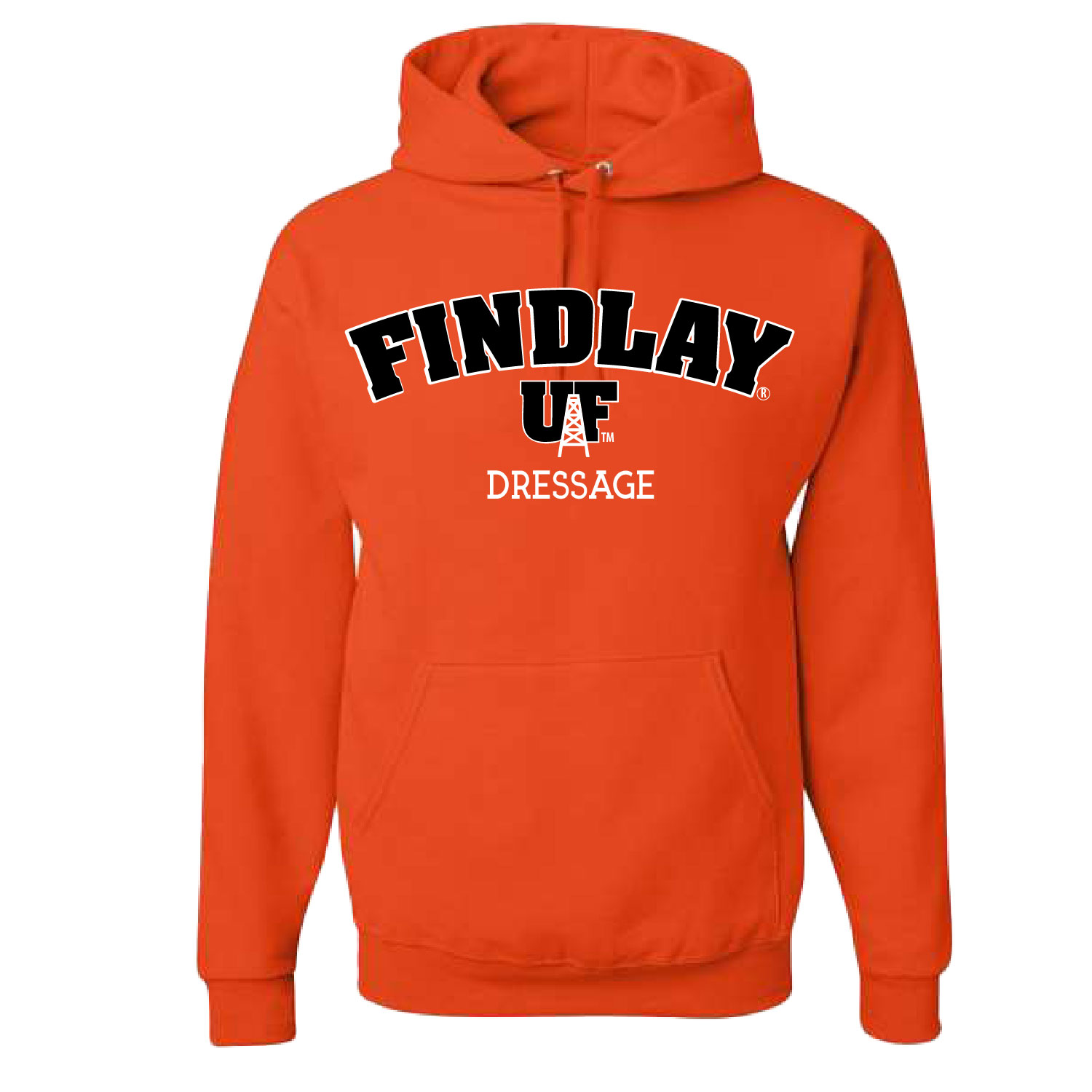 University of Findlay Equestrian – Jerzee Cotton Hooded Sweatshirt  – Orange – Findlay UF Design With Disciplines product image