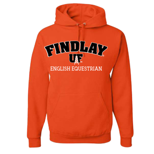 University of Findlay Equestrian - Jerzee Cotton Hooded Sweatshirt  - Orange - Findlay UF Design With Disciplines - Image 4