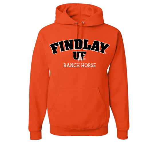 University of Findlay Equestrian - Jerzee Cotton Hooded Sweatshirt  - Orange - Findlay UF Design With Disciplines - Image 6