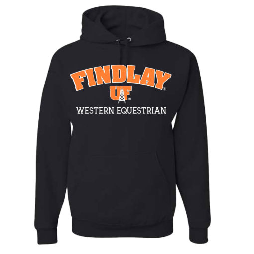 University of Findlay Equestrian - Jerzee Cotton Hooded Sweatshirt - Black - Findlay UF Design With Disciplines - Image 2