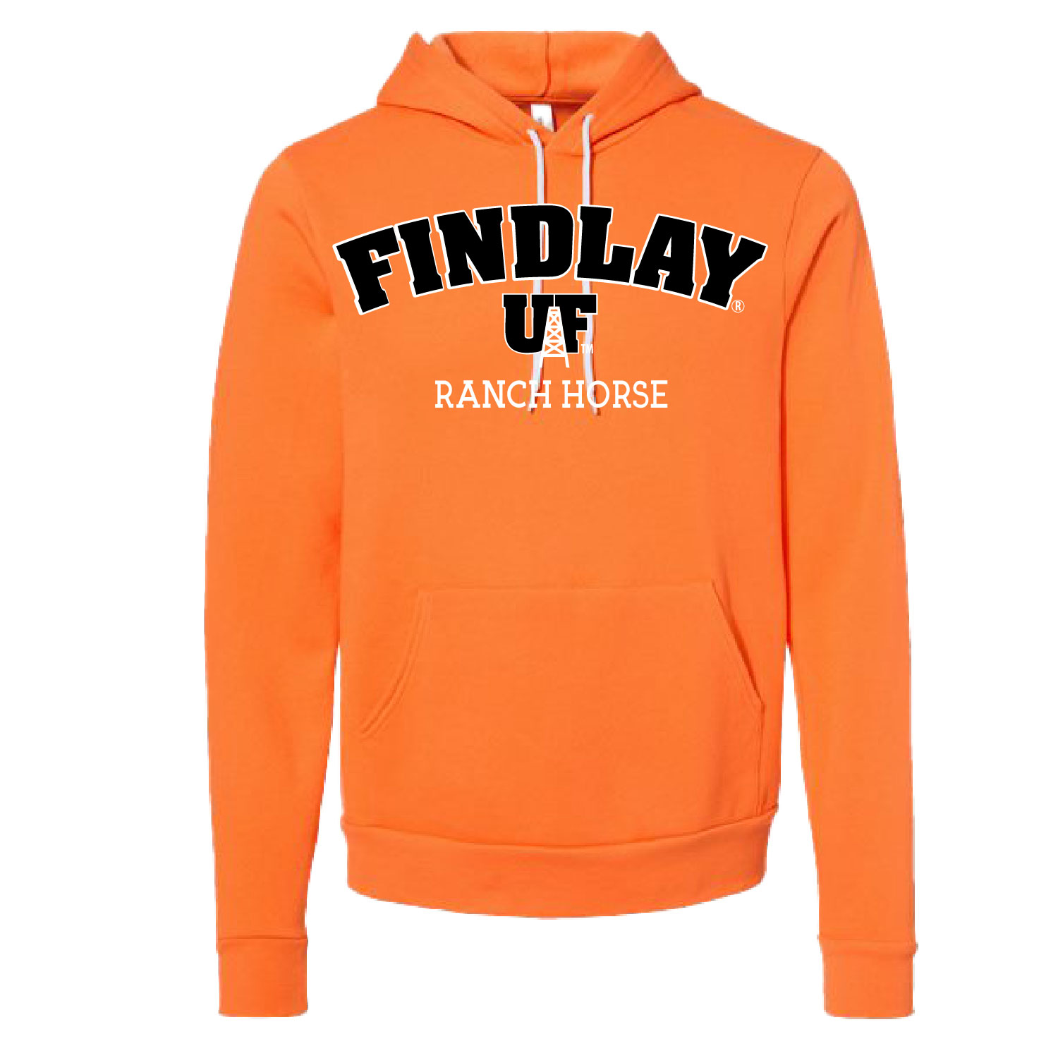 University of Findlay Equestrian – Bella Ringspun Cotton Hooded Sweatshirt – Orange – Findlay UF Design With Disciplines product image
