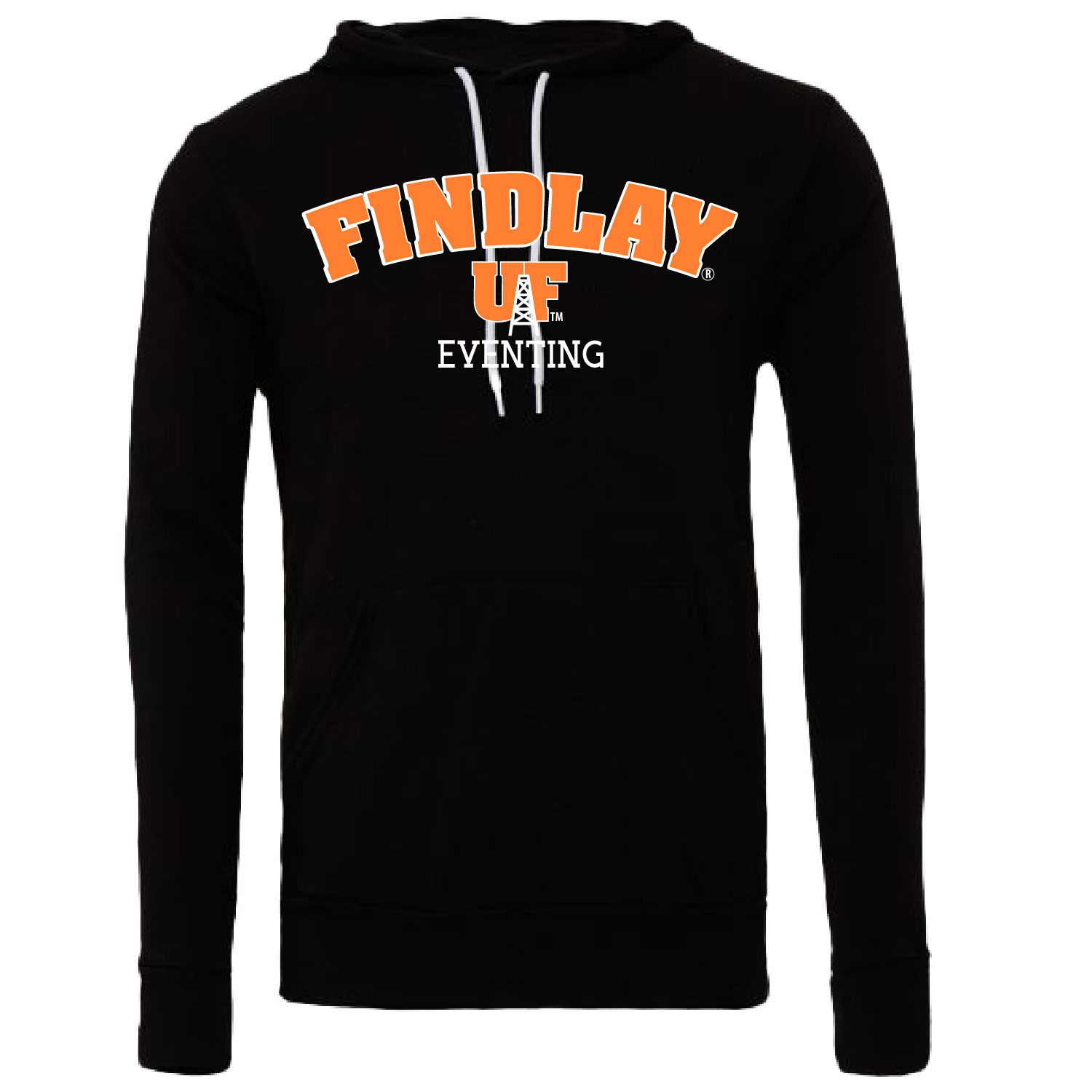 University of Findlay Equestrian – Bella Ringspun Cotton Hooded Sweatshirt – Black – Findlay UF Design With Disciplines product image
