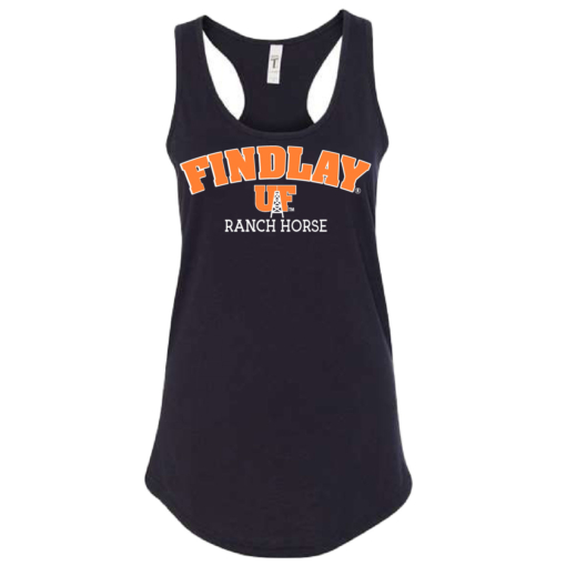 University of Findlay Equestrian - Ladies Razor Back Tank - Black - Findlay UF Design With Disciplines - Image 3