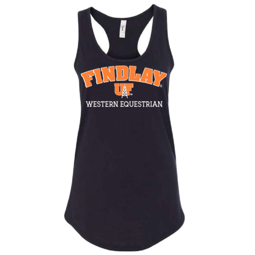 University of Findlay Equestrian - Ladies Razor Back Tank - Black - Findlay UF Design With Disciplines - Image 2