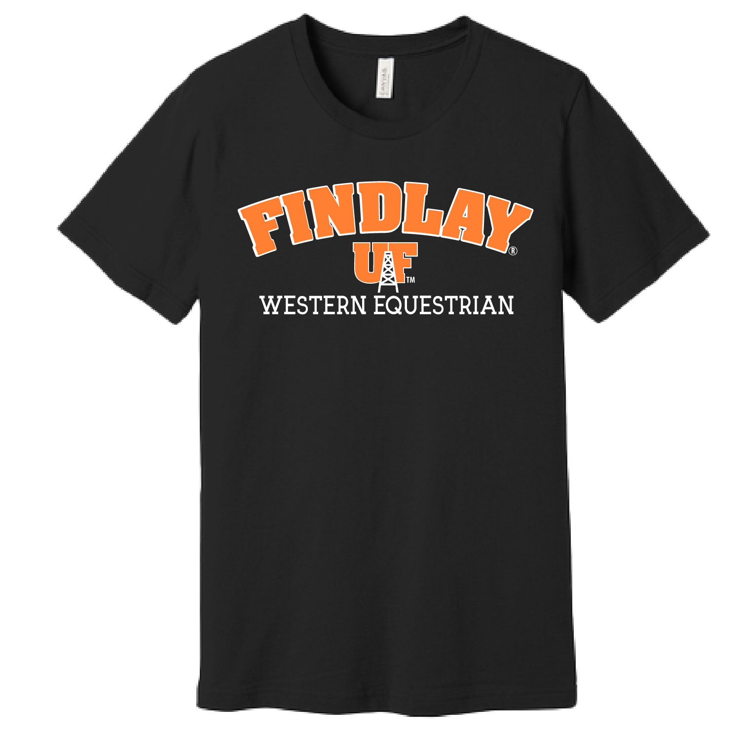 University of Findlay Equestrian – Bella Cotton Short Sleeve Shirt  – Black – Findlay UF Design With Disciplines product image