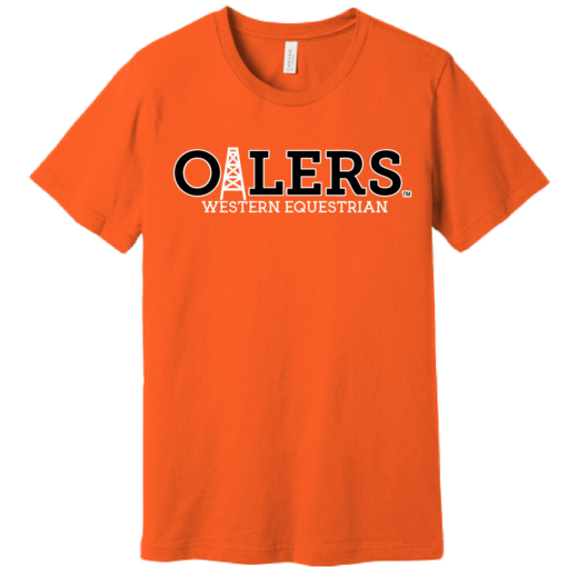 University of Findlay Equestrian - Bella Cotton Short Sleeve Shirt  - Orange - Oilers Design With Disciplines - Image 2
