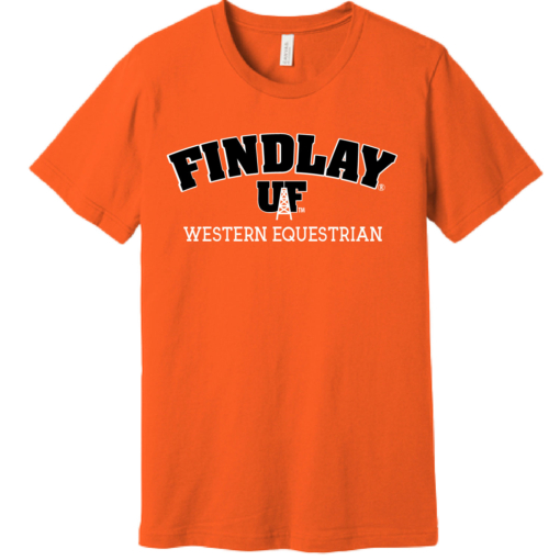 University of Findlay Equestrian - Bella Cotton Short Sleeve Shirt  - Orange - Findlay UF Design With Disciplines - Image 2