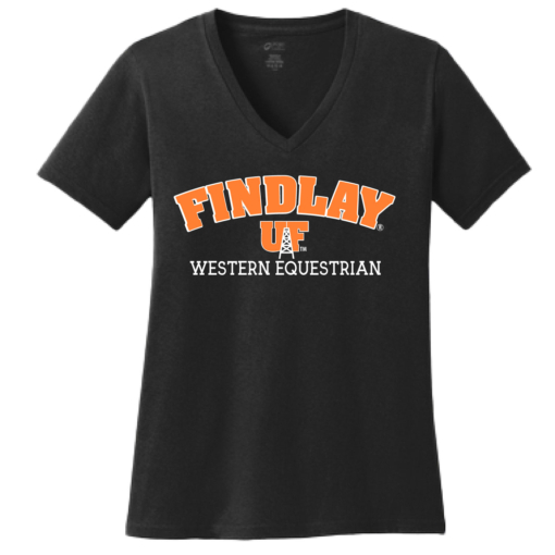 University of Findlay Equestrian - Port Ladies V-Neck Short Sleeve Shirt - Black - Findlay UF Design With Disciplines - Image 2