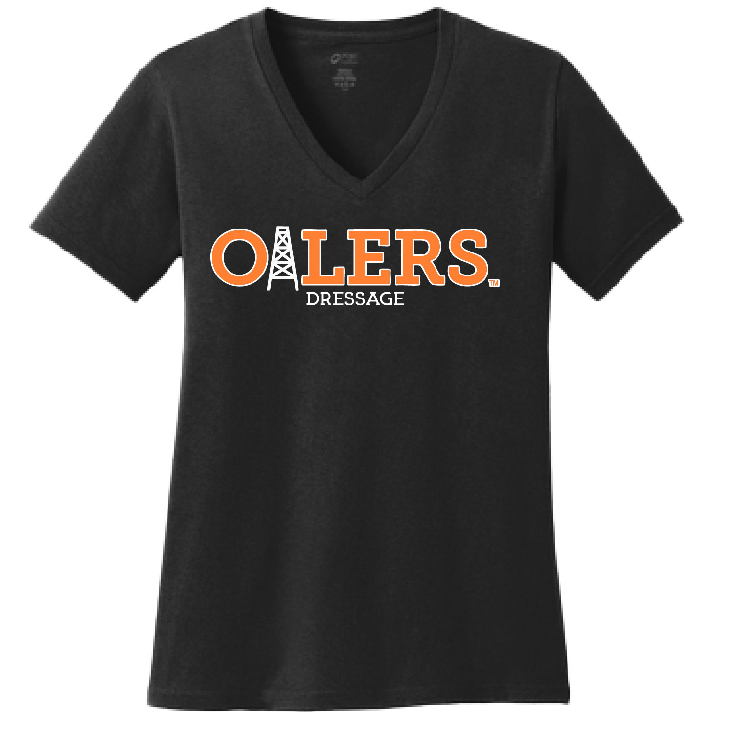 University of Findlay Equestrian – Port Ladies V-Neck Short Sleeve Shirt – Black – Oilers Design With Disciplines product image