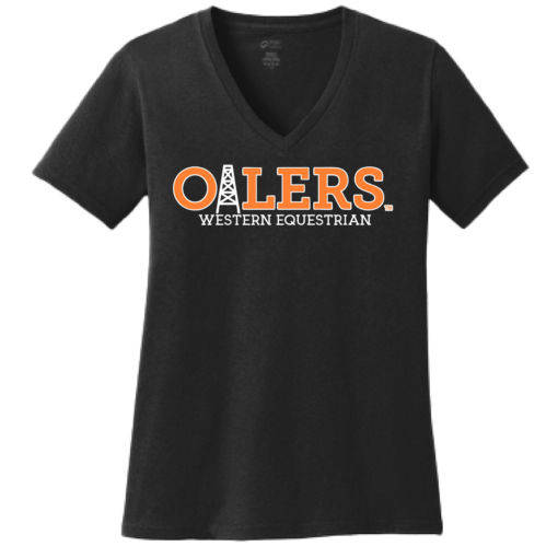 University of Findlay Equestrian - Port Ladies V-Neck Short Sleeve Shirt - Black - Oilers Design With Disciplines - Image 6