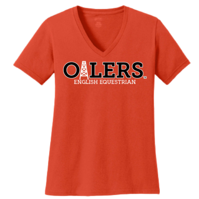 University of Findlay Equestrian – Port Ladies V-Neck Short Sleeve Shirt – Orange – Oilers Design With Disciplines product image