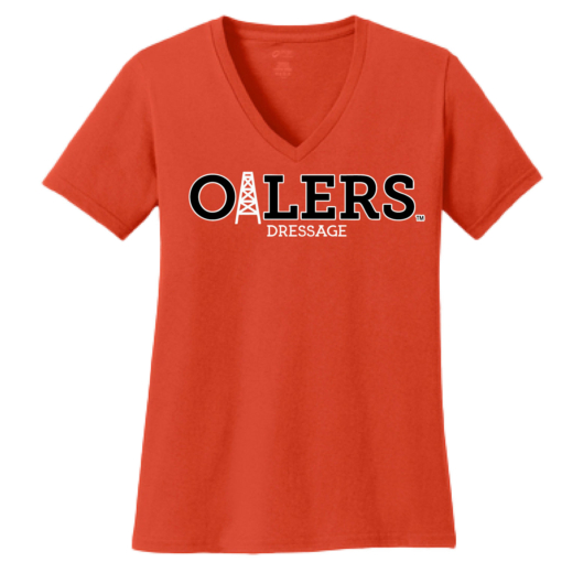 University of Findlay Equestrian - Port Ladies V-Neck Short Sleeve Shirt - Orange - Oilers Design With Disciplines - Image 6