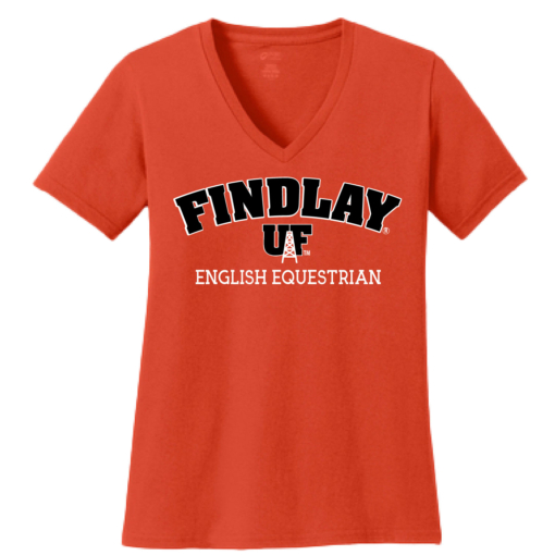 University of Findlay Equestrian - Port Ladies V-Neck Short Sleeve Shirt - Orange - Findlay UF Design With Disciplines - Image 3