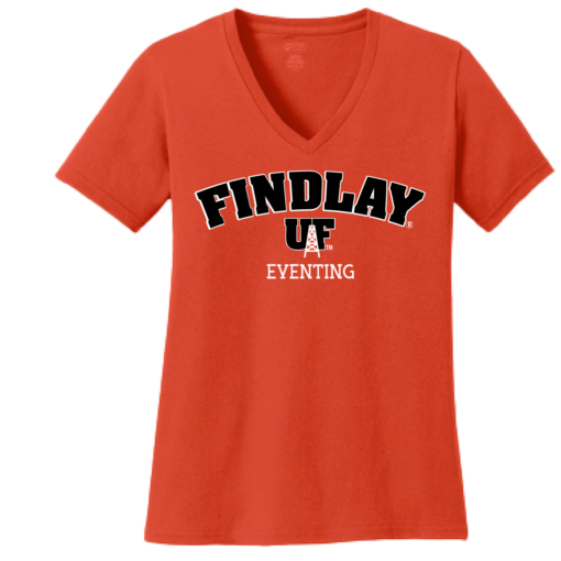 University of Findlay Equestrian - Port Ladies V-Neck Short Sleeve Shirt - Orange - Findlay UF Design With Disciplines - Image 4