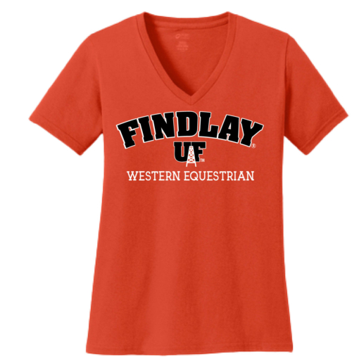 University of Findlay Equestrian - Port Ladies V-Neck Short Sleeve Shirt - Orange - Findlay UF Design With Disciplines - Image 6