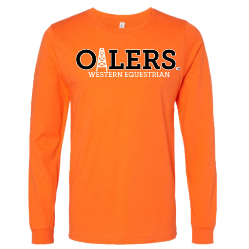 University of Findlay Equestrian - Bella Cotton Long Sleeve Shirt  - Orange - Oilers Design With Disciplines - Image 2