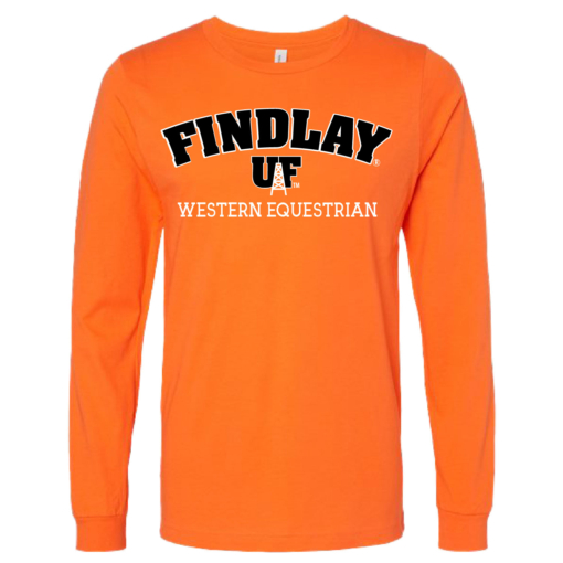 University of Findlay Equestrian - Bella Cotton Long Sleeve Shirt  - Orange - Findlay UF Design With Disciplines - Image 2