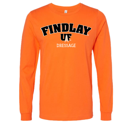 University of Findlay Equestrian - Bella Cotton Long Sleeve Shirt  - Orange - Findlay UF Design With Disciplines