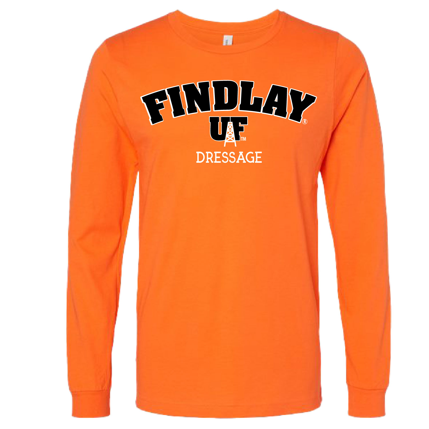 University of Findlay Equestrian – Bella Cotton Long Sleeve Shirt  – Orange – Findlay UF Design With Disciplines product image