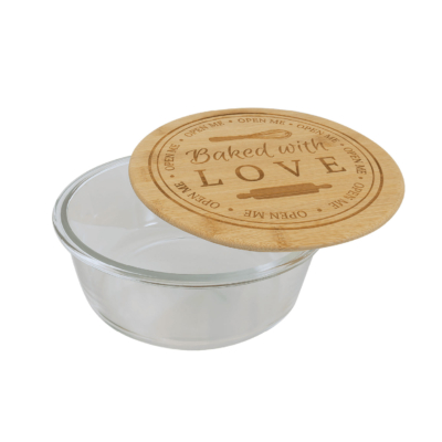Mock Merch Store – Round Glass Container with Bamboo Lid product image