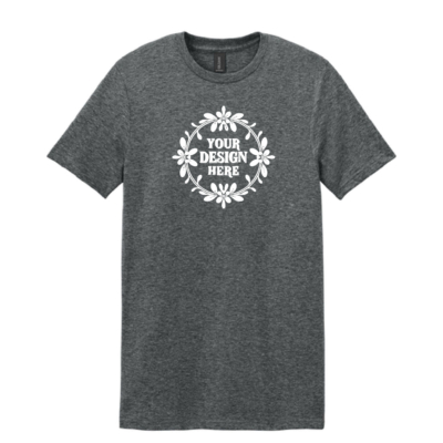 Mock Merch Store – Cotton Short Sleeve Shirt – Floral Design – Heather Dark Grey product image