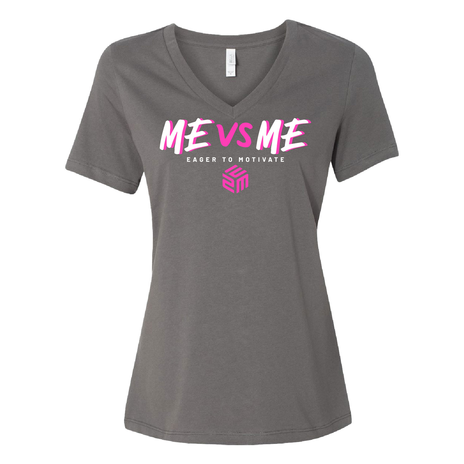 E2M - All NEW! Ladies V-neck Short Sleeve - Asphalt - Image 3