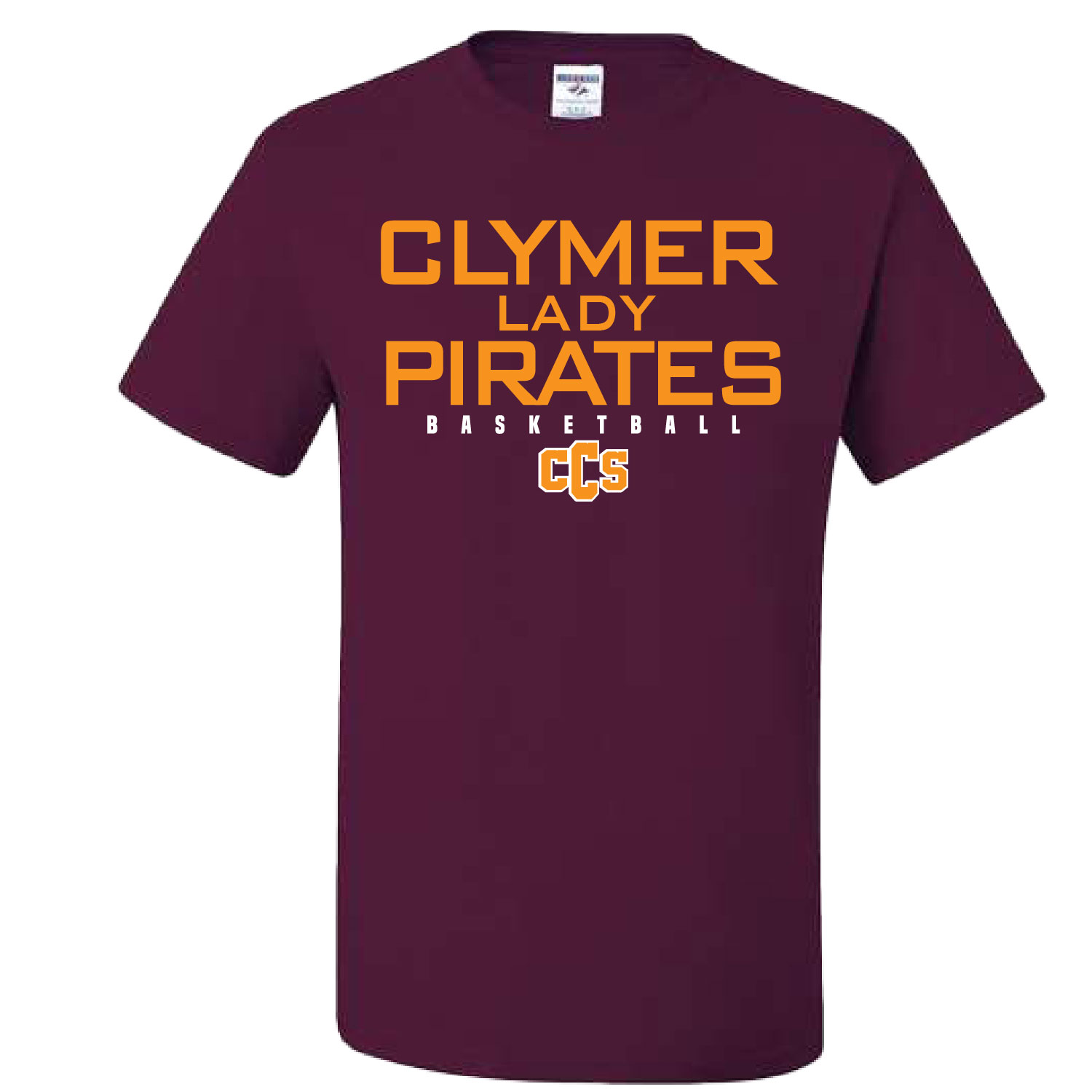 Clymer Basketball – Cotton Short Sleeve Shirt – Maroon product image