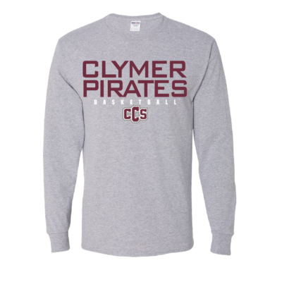Clymer Basketball - Cotton Long Sleeve Shirt - Athletic Heather