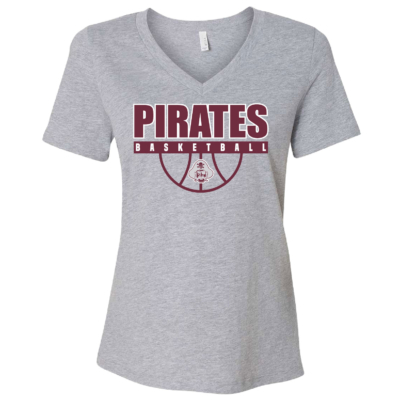 Clymer Basketball – Ladies VNeck Short Sleeve Shirt – Athletic Heather product image