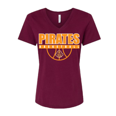 Clymer Basketball - Ladies VNeck Short Sleeve Shirt - Maroon