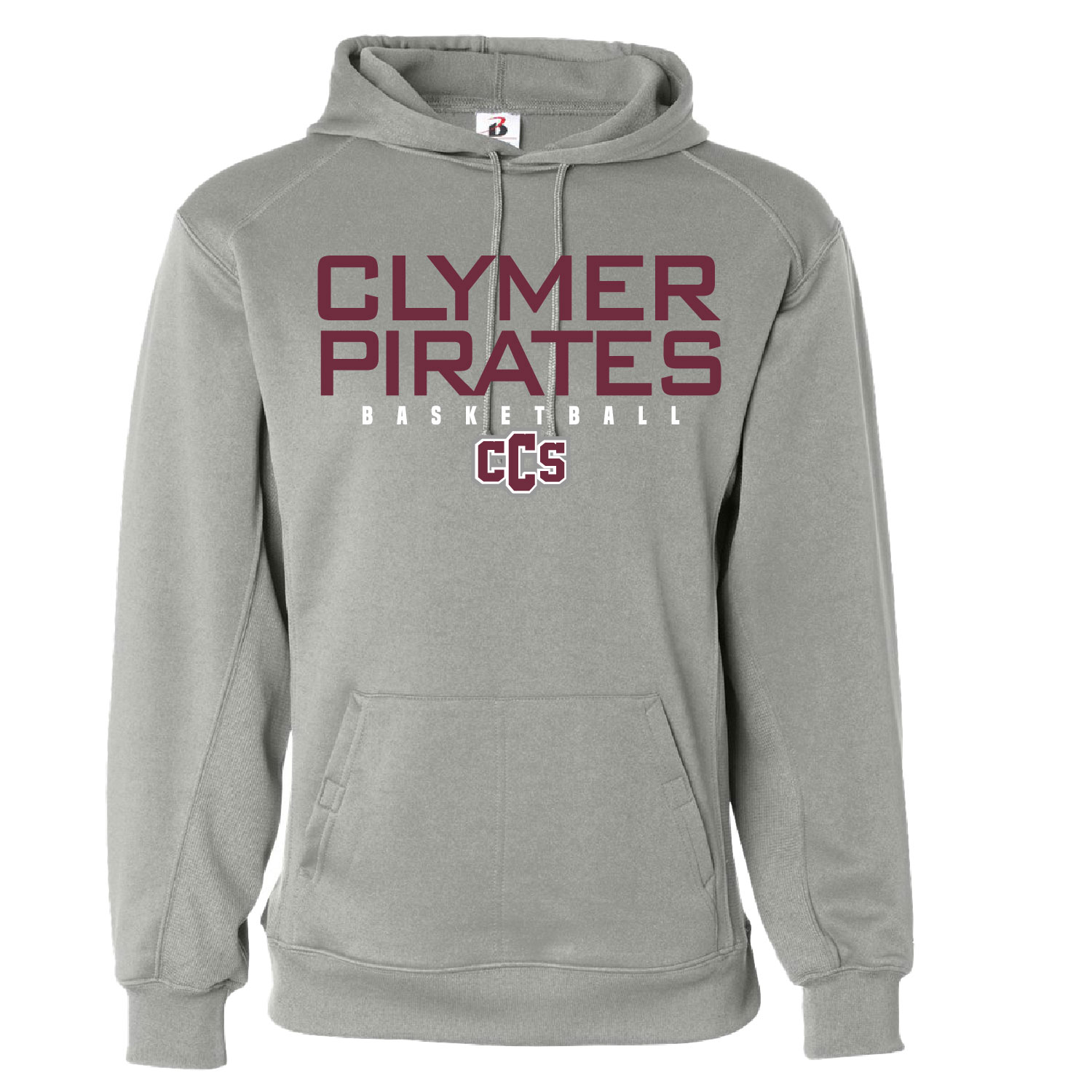 Clymer Basketball - POLY Hooded Sweatshirt - Silver - Image 3