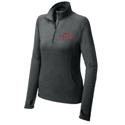 Clymer Basketball - Ladies Poly/Spandex Quarter Zip - Dark Heather Gray EMBROIDERED