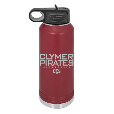 Clymer Basketball - 32 Ounce Maroon Water Bottle ENGRAVED