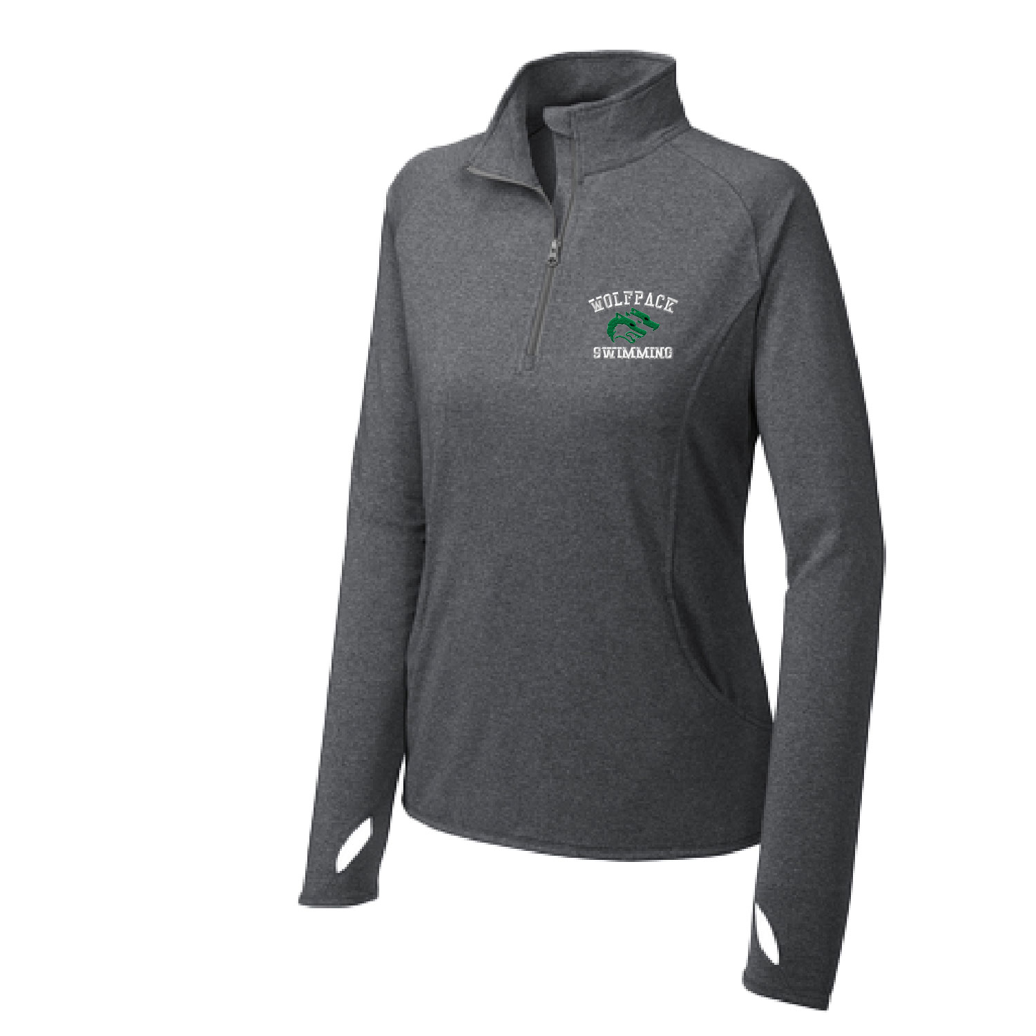 CSP Wolfpack Swim – Ladies Poly Spandex Quarter Zip – Embroidered Charcoal Heather product image