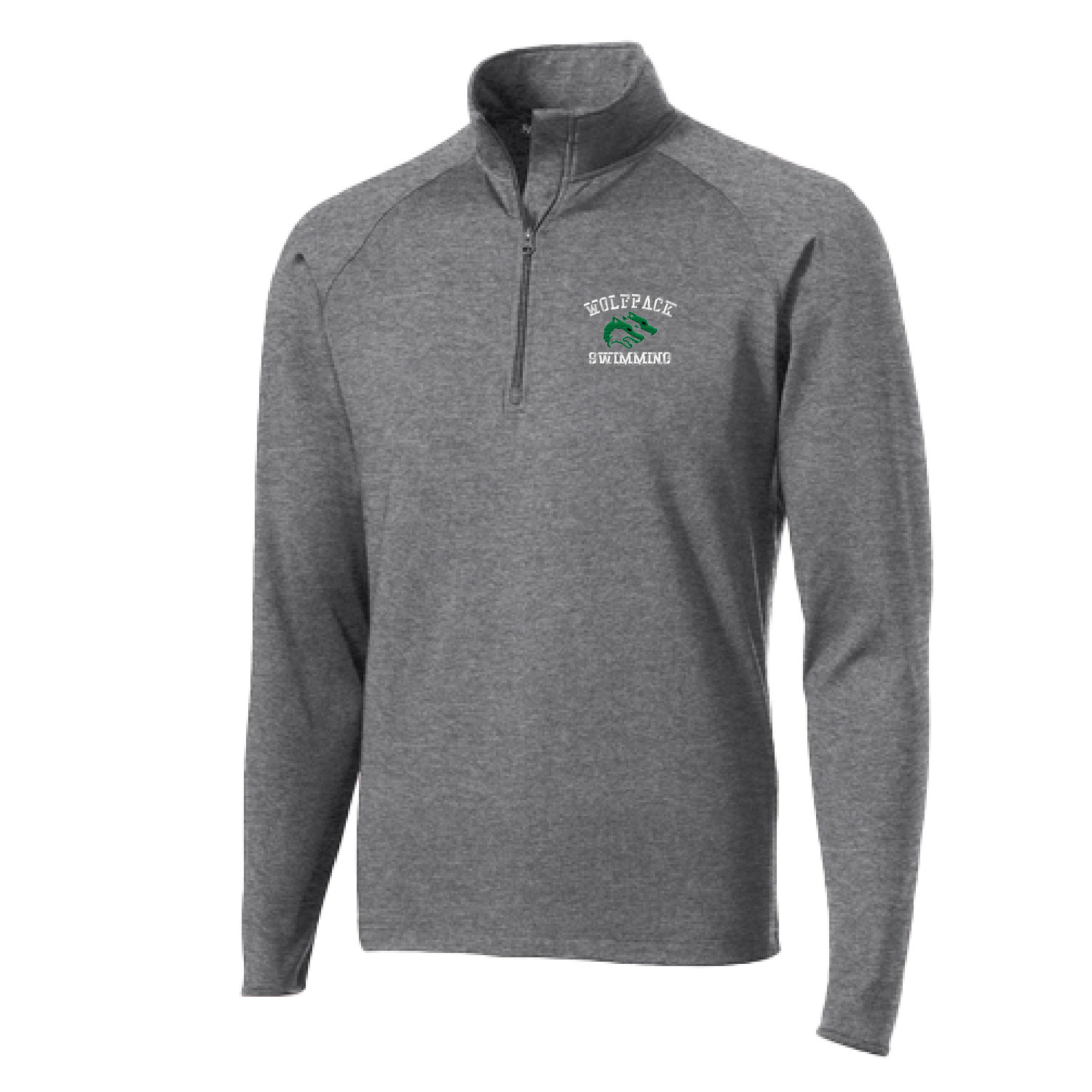 CSP Wolfpack Swim – Poly Spandex Quarter Zip – Embroidered Charcoal Heather product image