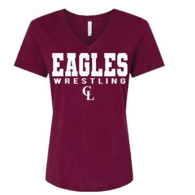 Clake Wrestling - Ladies V-Neck - Maroon