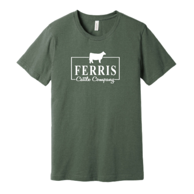 Ferris Cattle Company Official Merch Store - Ringspun Short Sleeve Shirt - Heather Military Green