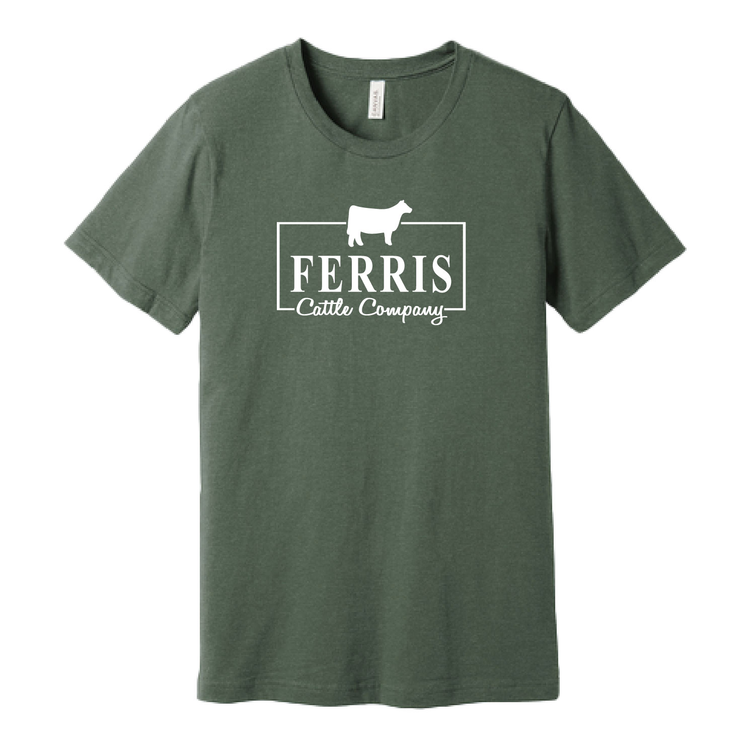 Ferris Cattle Company Official Merch Store – Ringspun Short Sleeve Shirt – Heather Military Green product image