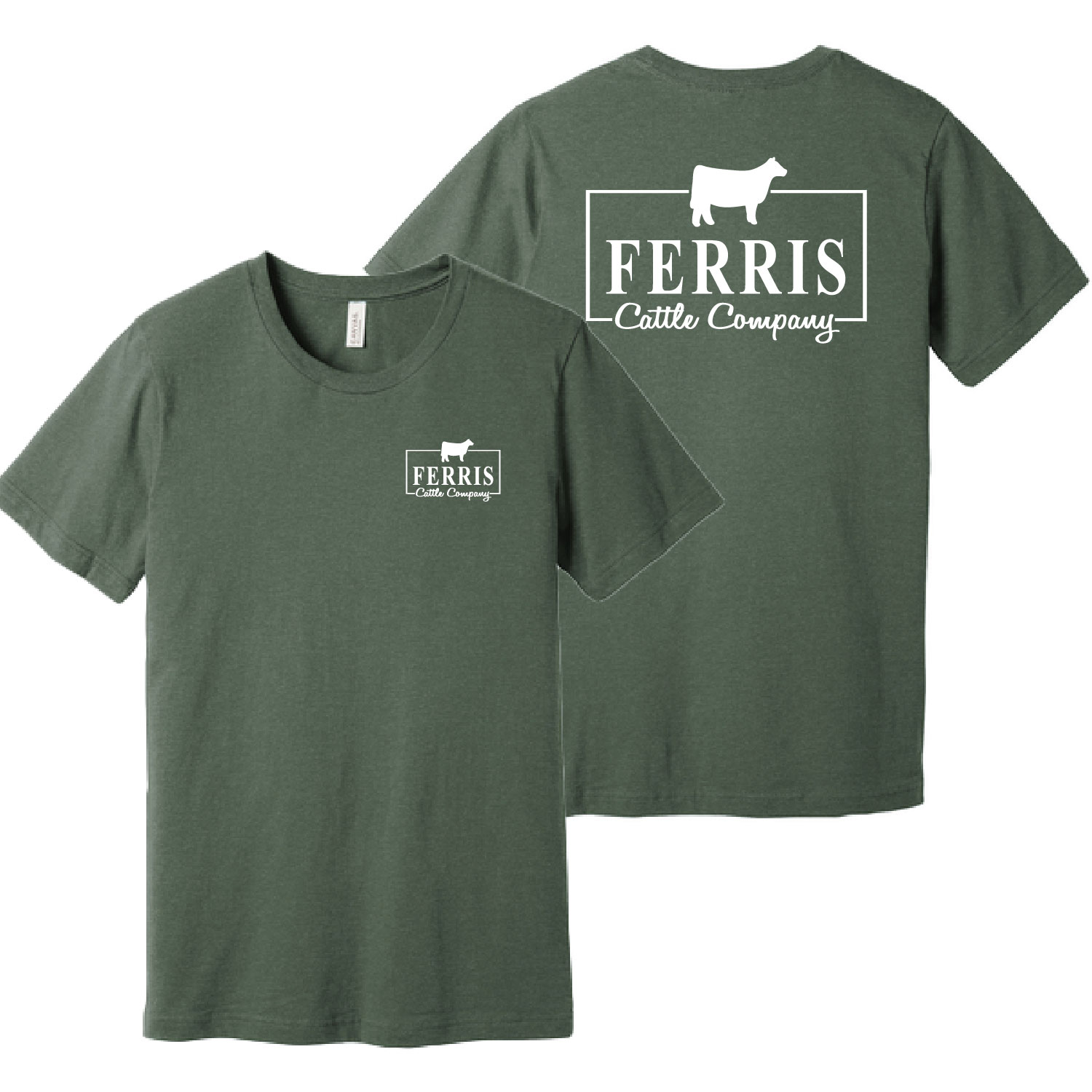 Ferris Cattle Company Official Merch Store - Ringspun Short Sleeve Shirt - Heather Military Green - Image 2