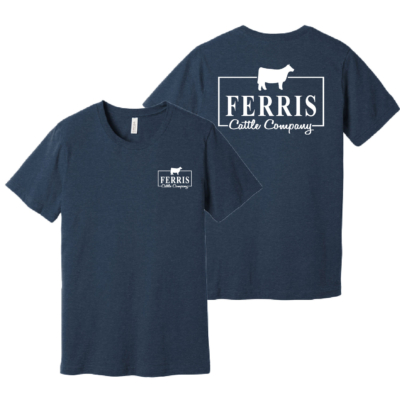 Ferris Cattle Company Official Merch Store - Ringspun Short Sleeve Shirt - Heather Navy